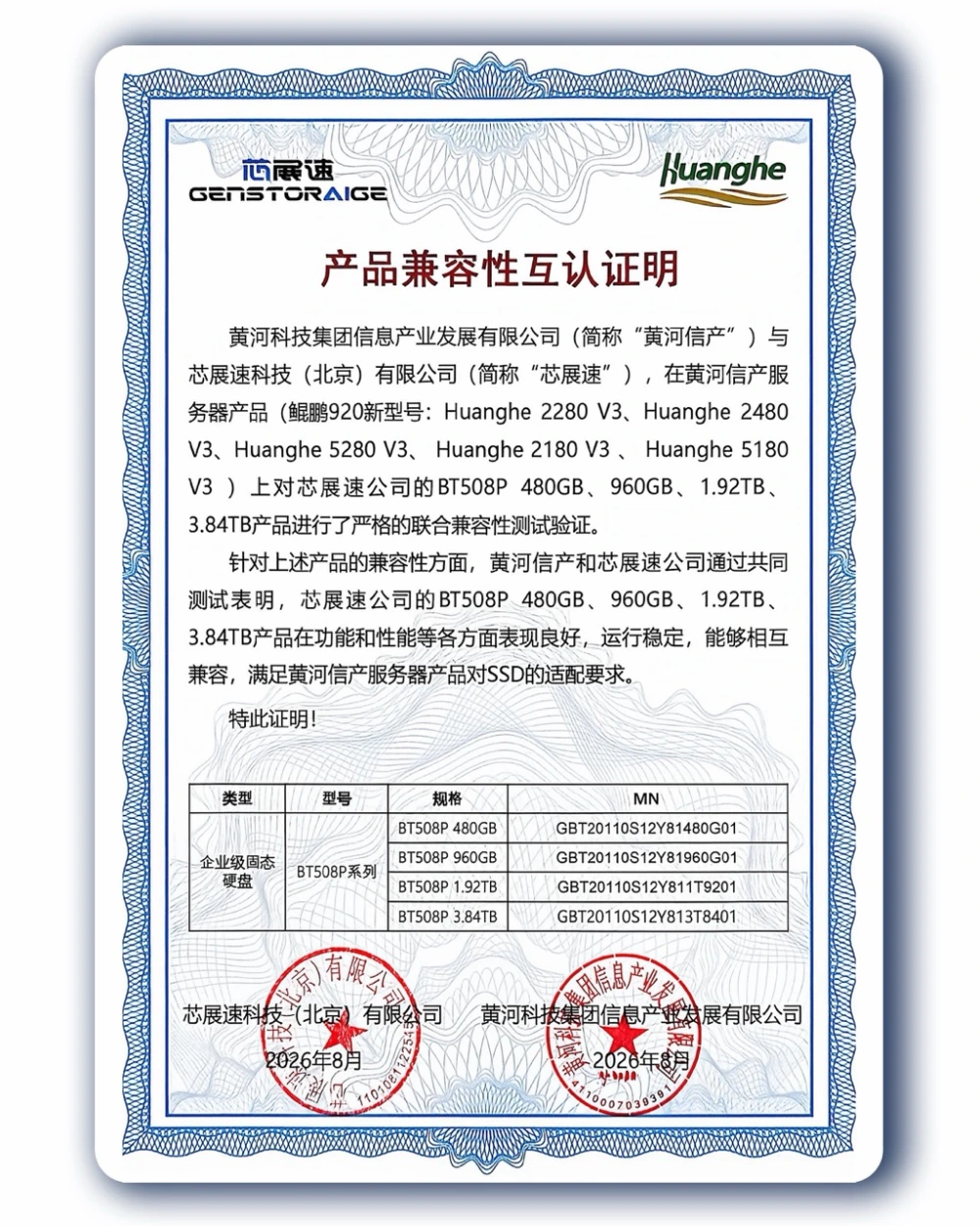 Strategic partner certificate